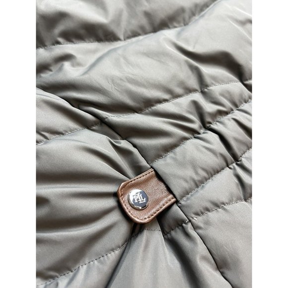 Ralph Lauren Faux-Fur-Trim Women's Winter Puffer Coat Light Green XL - Picture 5 of 11